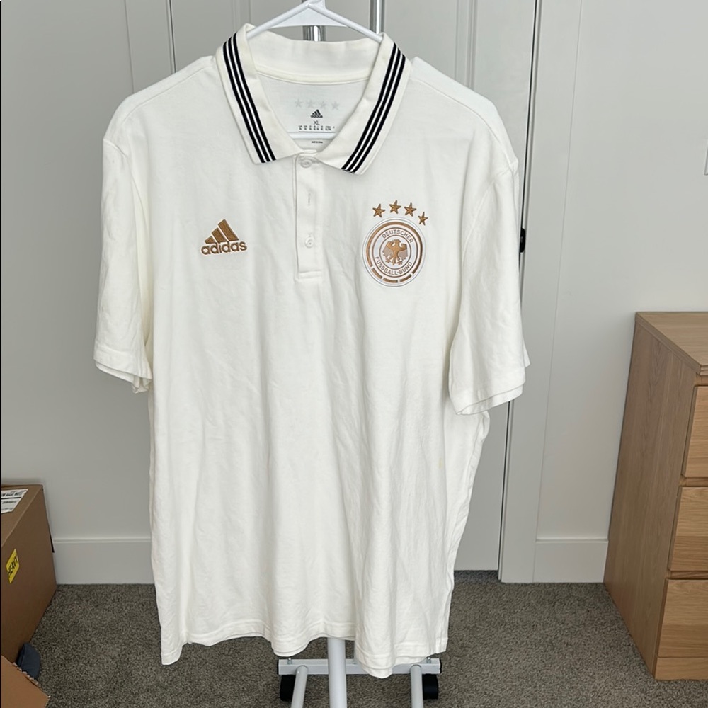 Adidas White Germany Polo with Black Accents